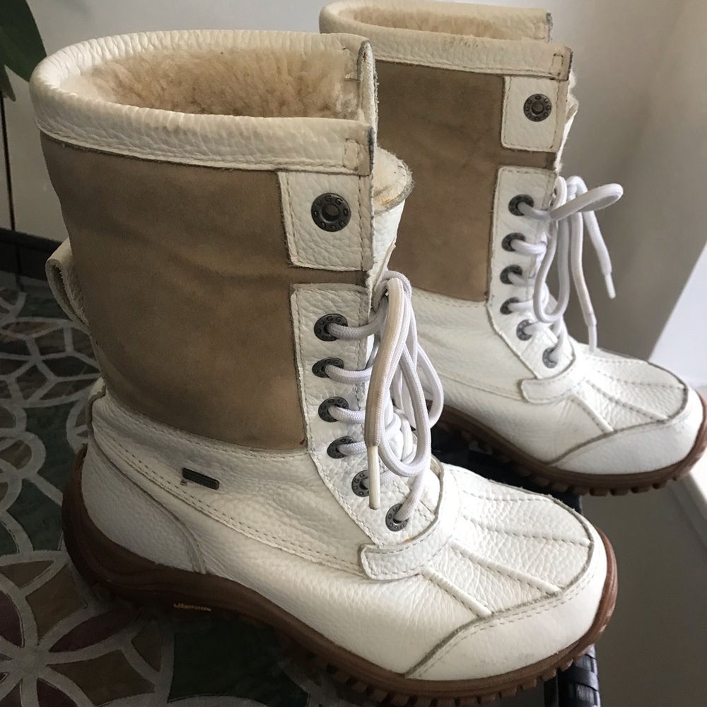 UGG Size 35 White and Tan Winter Boots
